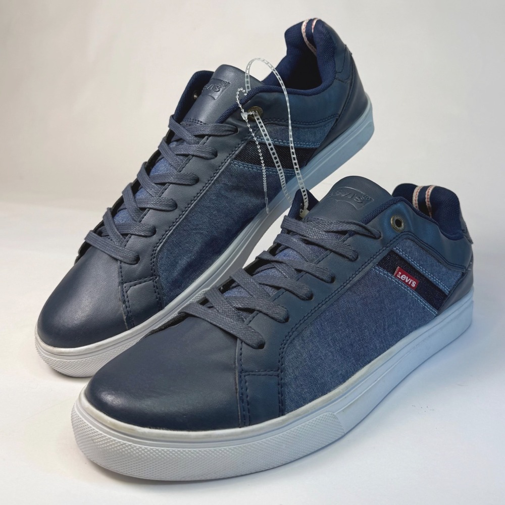 Levis‎ Mens Navy Blue Denim Accent Low Top Sneakers Shoes Size 13 Casual Classic